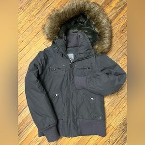 TNA Bomber Jacket with Fur Hood
